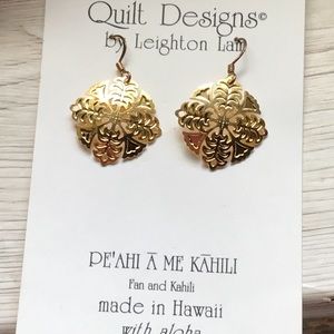 Hawaiian 18k plated brass earrings